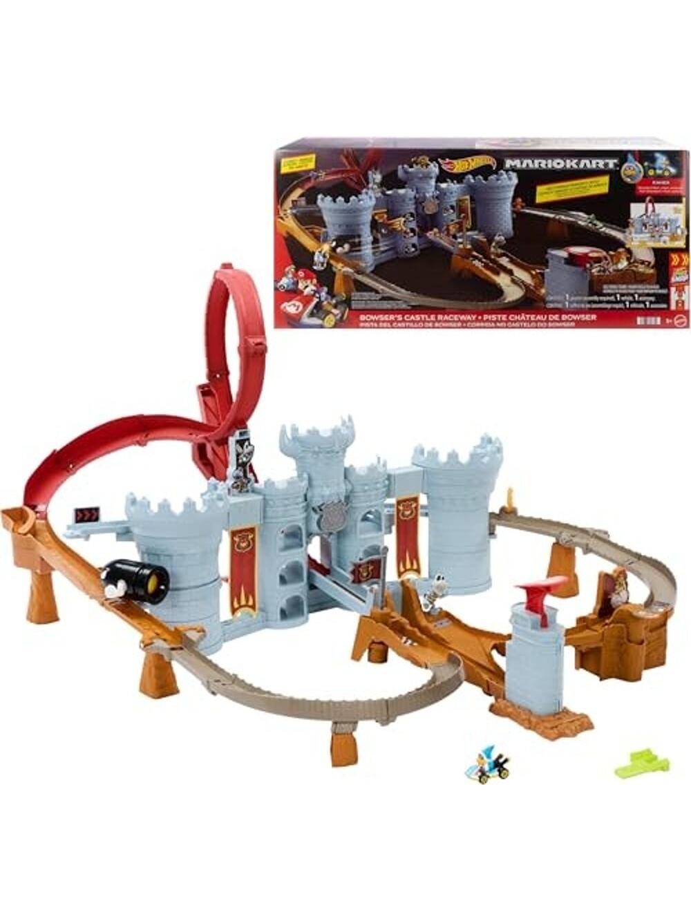 Hot Wheels Mario Kart Bowser's Castle Track Set 1:64 Vehicle Storage  NWT